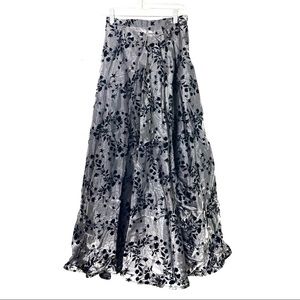 Vintage 1990s y2k silver shiny maxi skirt floral